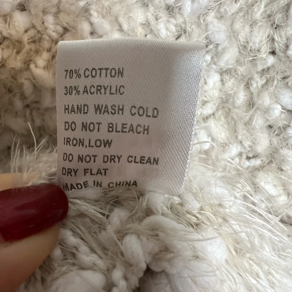 POL Cozy Knit Chunky Super Soft Turtleneck Sweater Cream Large